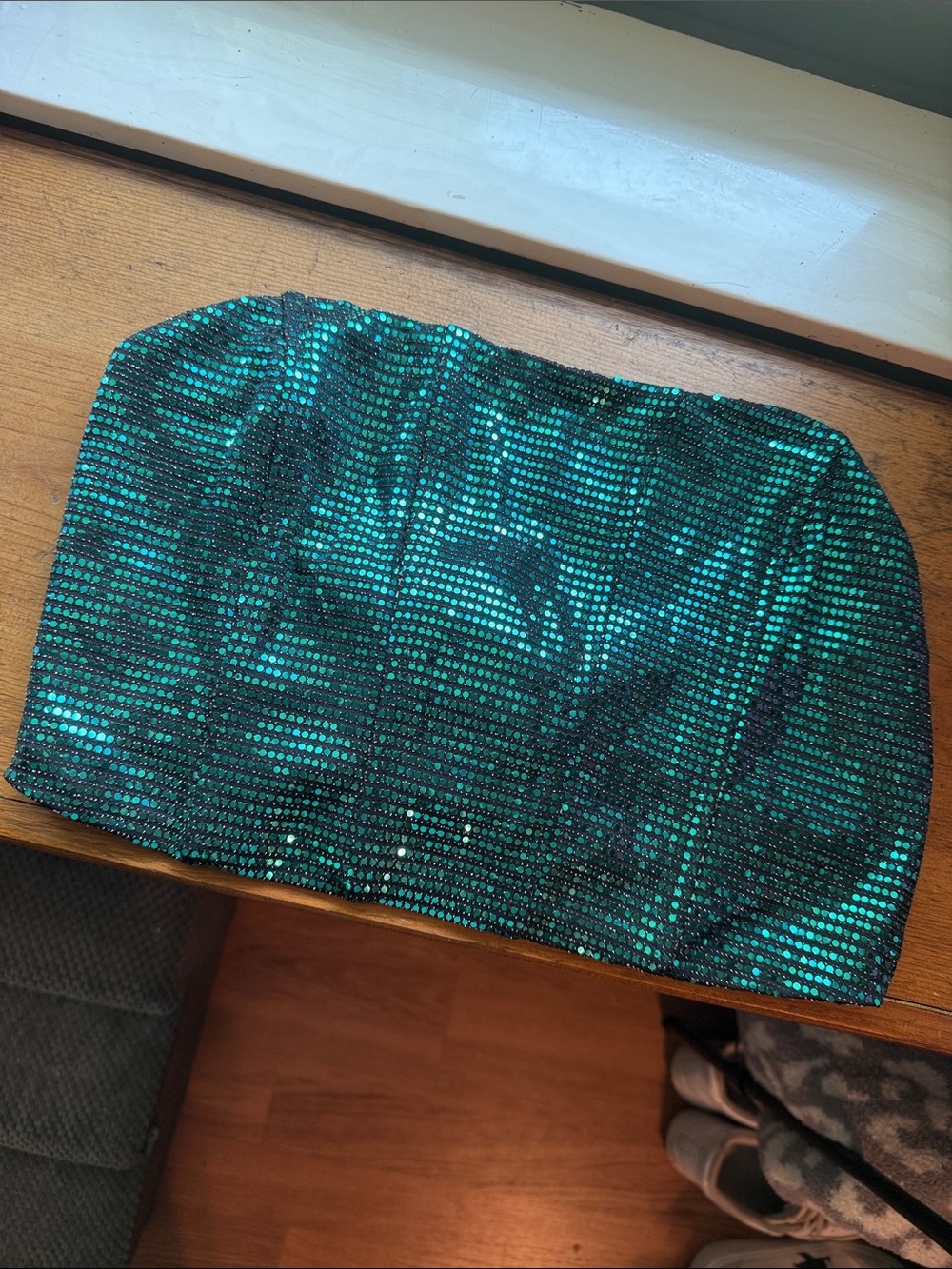 Sincerely Jules Teal Sequin Bandeau corset Top